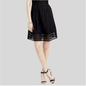 J. Crew Eyelet / Neoprene Fit & Flare Striped Cocktail Skirt - Black - Size 00